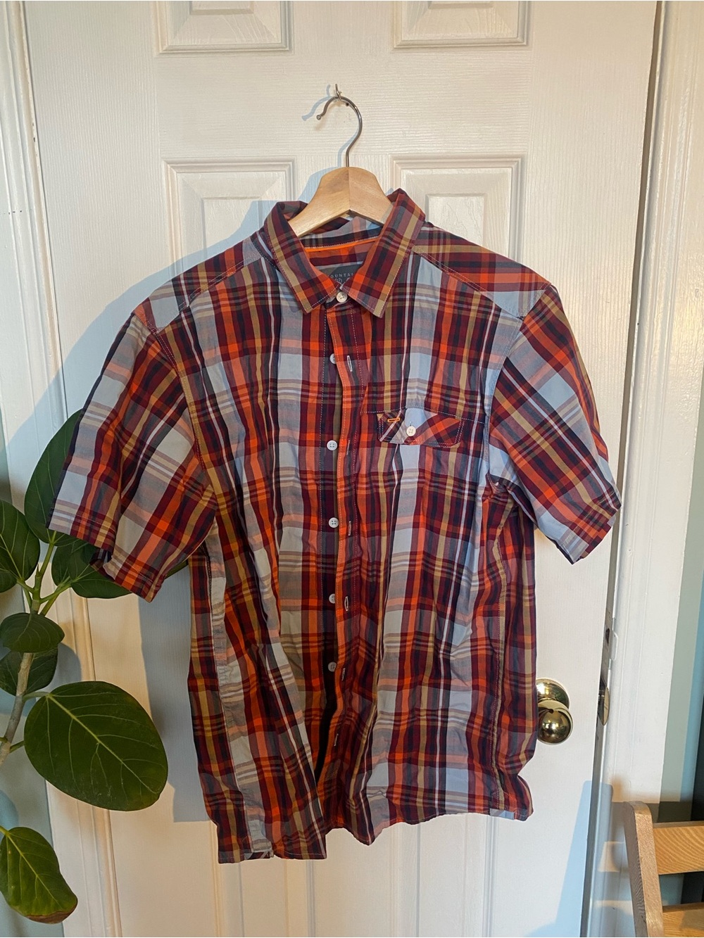 Mountain Hardwear Men's Short-Sleeve Plaid Button-Down Shirt - Red, Blue